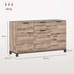 Credenza Buffet in stile Industriale con Cassetto e 3 Armadietti, in Legno Marrone, 120x36.5x70 cm - immagine 3