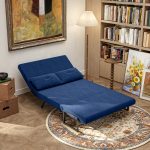 Divano Letto 3 in 1 in Tessuto Effetto Velluto con Schienale Regolabile e 2 Cuscini, 102x73x81 cm, Blu - immagine 9