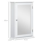 Specchio Bagno Contenitore con Anta Magnetica, Mobile Bagno con Specchio, Ripiano Regolabile, Bianco - immagine 3