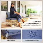 Set Salotto in Rattan da Giardino con Divano Modulabile, Cuscini e Tavolino da Caffè, Grigio - immagine 5
