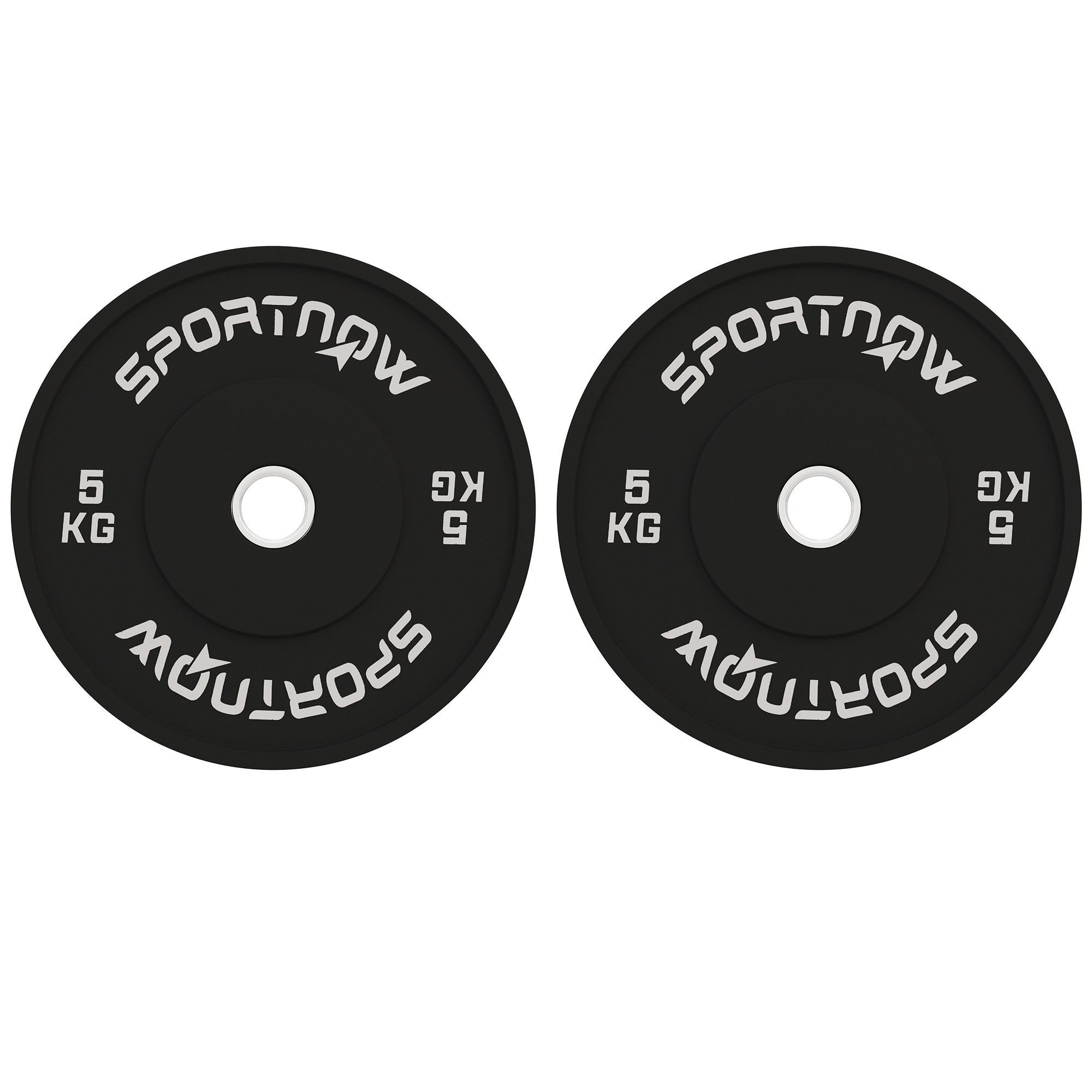 0Ut86a19493672df9.jpg Set 2 Dischi Pesi da 5kg in Gomma per Manubri e Bilancieri, Ø45x2 cm, Nero - immagine 1