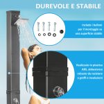 Doccia Solare da Giardino 40L e Temperatura 60°C, Soffione Girevole e Rubinetto per Piedi, Nero - immagine 7