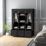 Armadio in Tessuto Guardaroba Pieghevole Salvaspazio 125x43x162.5cm Nero - immagine 7