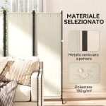 Paravento da Esterno e Interno a 4 Pannelli Pieghevole, 221x50x172cm, Crema - immagine 8