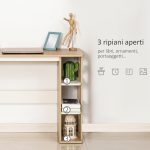 Scrivania Moderna in Legno con Scaffale a 3 Ripiani, 100x44x74cm, Bianco e Quercia - immagine 4