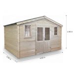 Casetta tavole ad incastro 28 mm, 3,80 X 2,80 m tetto in acciaio a doppia pendenza Porta doppia e finestra - immagine 2