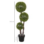 Pianta di Bosso Artificiale a 3 Sfere con Vaso Incluso e Fondo Rinforzato, Altezza 115 cm - immagine 3