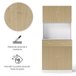 Credenza Cucina con Armadietti a 2 Ante e Cassetto, 80x40x180cm, Colore Legno - immagine 8