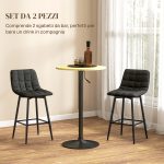 Set 2 Sgabelli da Cucina Stile Nordico in Tessuto Effetto Velluto e Metallo, 45x47x84 cm, Nero - immagine 4