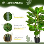 Pianta Verde Artificiale da 95 cm e 33 Foglie con Vaso Nero Ø15x13 cm, in PEVA, PE e Cemento - immagine 4