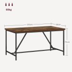 Tavolo da Pranzo per 6 Persone Stile Industriale in Legno e Acciaio, 150x80x75 cm, Marrone - immagine 3