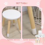 Set Toeletta per Bambini con Tavolo Trucco e Sgabello, Specchio e 2 Cassetti, Bianco e Colore Legno - immagine 6