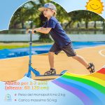 Monopattino per Bambini 3-7 Anni Pieghevole a 2 Ruote e Altezza Regolabile, 67x32x65-78 cm, Blu - immagine 8