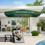 Ombrellone da Giardino 2x3 m con Apertura a Manovella, Inclinabile e Anti UV 50+, Verde - immagine 5