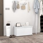 Panca Contenitore Multiuso in Legno per Camera e Ingresso, 80x40x40 cm, Bianco - immagine 2