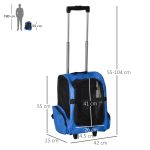 Trasportino Zaino 2 in 1 per Cani e Gatti con Tasche e Maniglia Telescopica, 42x25x55cm, Blu - immagine 3