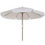 Ombrellone da Giardino con Doppio Tettuccio, in Legno di Bambù e Poliestere, Ø325x250 cm, Crema