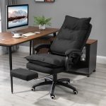 Sedia da Ufficio ad Altezza Regolabile con 6 Punti Massaggianti, in Tessuto Effetto Lino, 70x62x120-130 cm, Nero - immagine 2