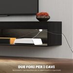 Mobile Porta TV fino 75" Sospeso con Luci LED 16 Colori e Telecomando, 180x40x30cm, Nero - immagine 8