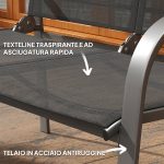 Set da Esterno 4pz con Tavolino, 2 Sedie e Divanetto con Schienale Regolabile, in Acciaio e Textilene Nero - immagine 6
