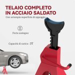 Set 2 Cavalletti Auto da 3 Tonnellate Regolabili da 29-42.5 cm, Acciaio al Carbonio e Ghisa, Rosso - immagine 6