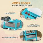 Lavagna per Bambini con Cavalletto 3 in 1, Rotolo di Carta e 2 Contenitori, in Legno, 59x48x118 cm, Blu - immagine 5