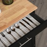 Carrello da Cucina con Cassetto e Armadietto 2 Ante, Ruote e Barra Laterale, 83x45x91.5cm, Nero - immagine 9