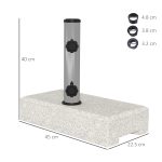 Base per Ombrellone da Giardino 25kg per Pali da Ø32mm, Ø38mm e Ø48mm, in Granito e Acciaio Inox, 45x22.5x40 cm, Grigia - immagine 3