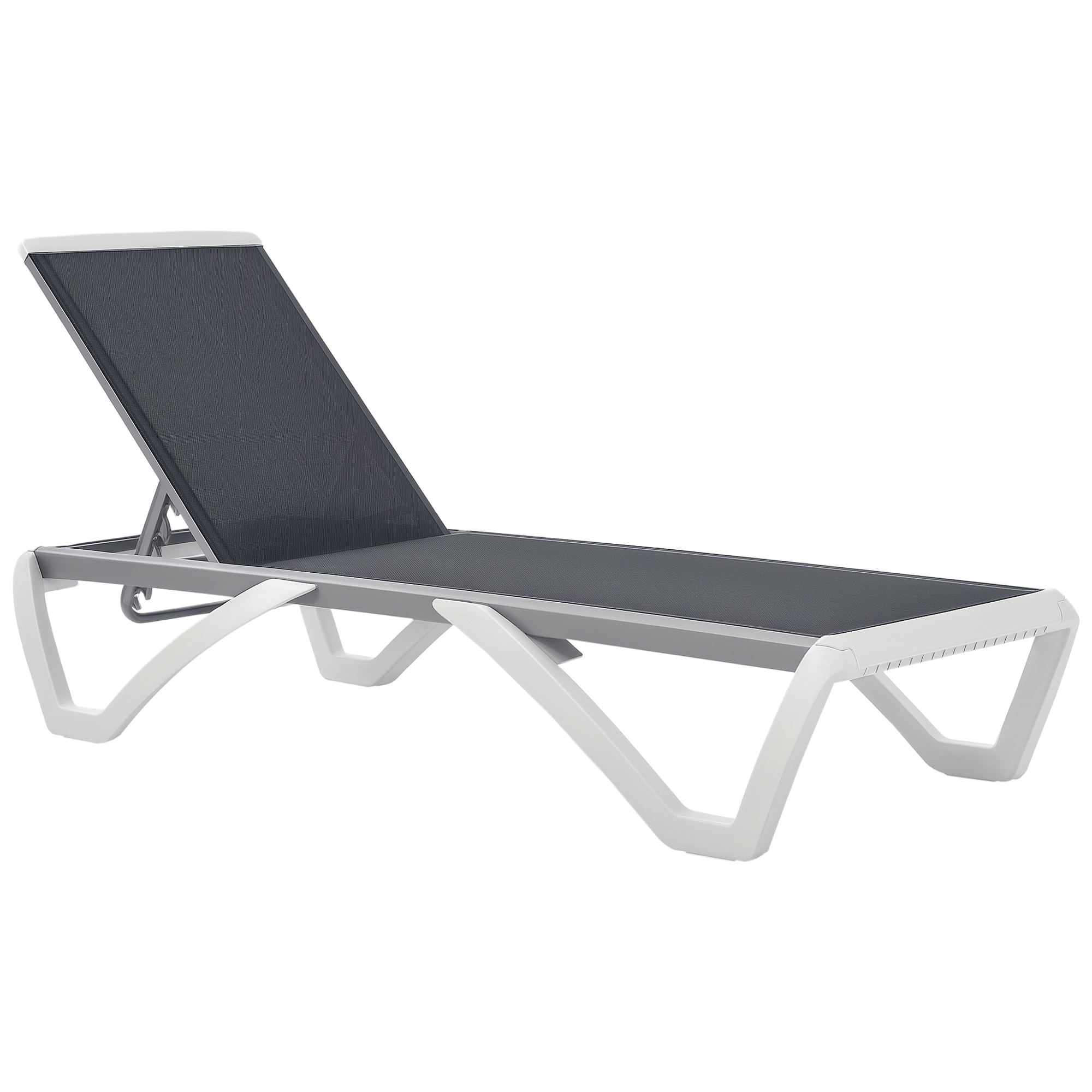 3DG175197201c76aa.png Lettino Prendisole con Schienale Reclinabile e Rotelle Posteriori, 195x67.5x33 cm, Grigio e Bianco - immagine 1