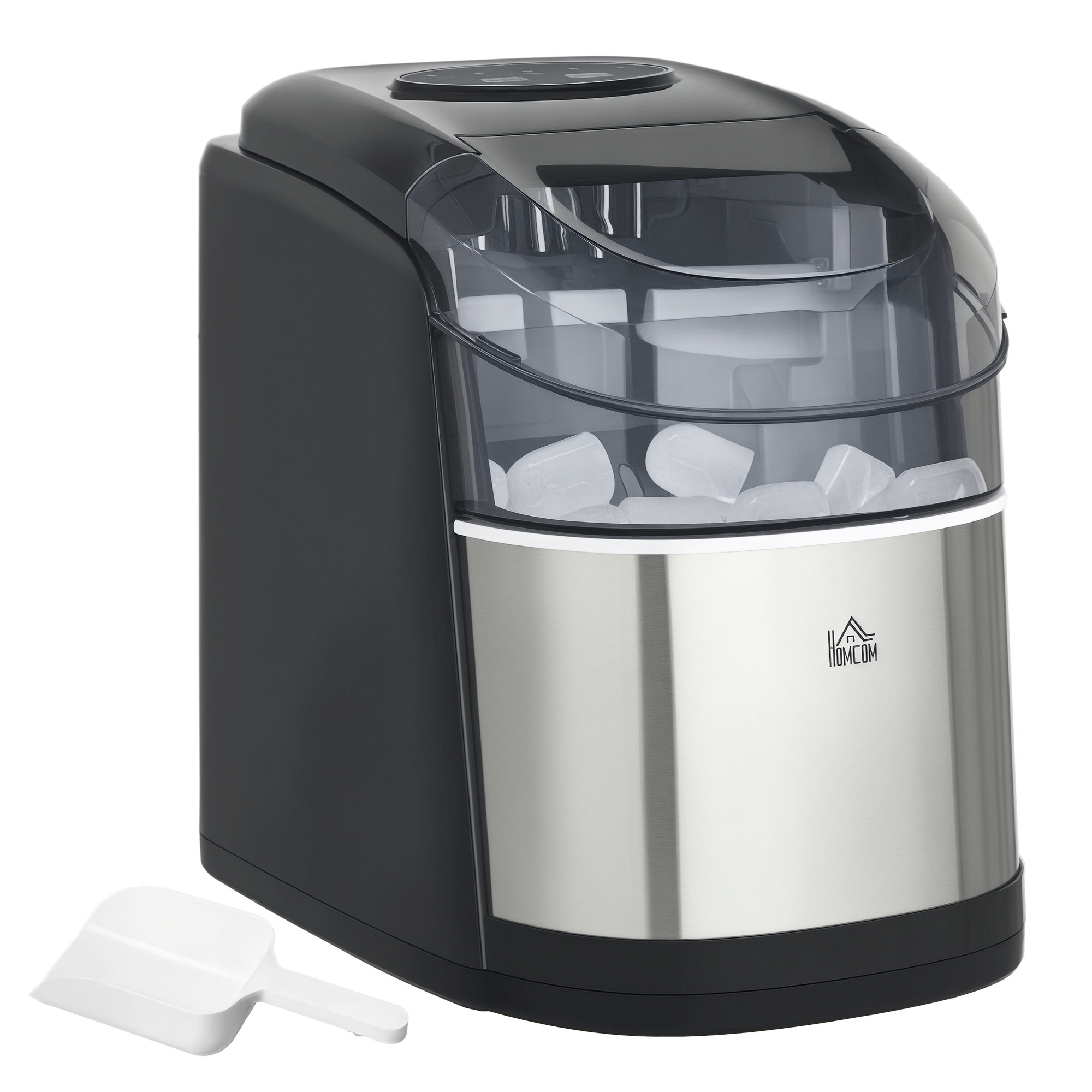 3MZf47197f0403fdb.jpg Macchina del Ghiaccio Autopulente da 9 Cubetti in 6-12 Minuti, in PP e Acciaio Inox, 24.2x35.3x33 cm, Nera - immagine 1