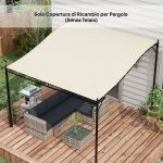 Telo di Ricambio per Pergola da Giardino 2.5x3 m con 8 Fori di Drenaggio, in Poliestere, 297x243 cm, Beige - immagine 7
