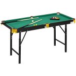 Tavolo da Biliardo ad Altezza Regolabile con Accessori, in MDF e Acciaio, 140x63x55-75 cm, Verde
