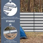 Paravento da Spiaggia Pieghevole Frangivista in Poliestere con Barre in Acciaio, 540x150 cm, Grigio - immagine 5