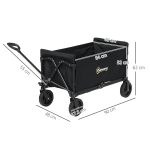 Carrello da Giardino da 120L Pieghevole con Pannello Apribile, in Acciaio e Poliestere, 90x48x62 cm, Nero - immagine 3