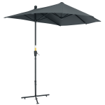 Ombrellone Semicircolare con Manovella e Tettuccio Anti UV, 200x190x240 cm, Grigio