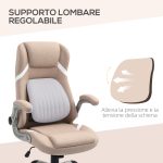 Sedia da Ufficio Reclinabile con Altezza Regolabile in Tessuto, 68x76x109-117 cm, Marrone Chiaro - immagine 6