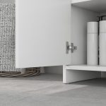 Mobile Sottolavabo Bagno con 2 Ante Decorate e Intaglio a U per Tubi, 60x30x60cm, Bianco - immagine 8