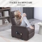 Poltrona Relax Alzapersona e Reclinabile con 8 Punti Massaggio e Riscaldamento, 2 Telecomandi, Marrone - immagine 8