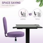 Sedia per Scrivania a Cuore con 5 Rotelle e Altezza Regolabile in Tessuto, 40x50x79-89cm, Viola - immagine 7