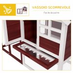 Conigliera da Esterno in Legno con Casetta per Conigli e Rampa, 123.5x62.6x92.5 cm, Marrone e Bianco - immagine 6