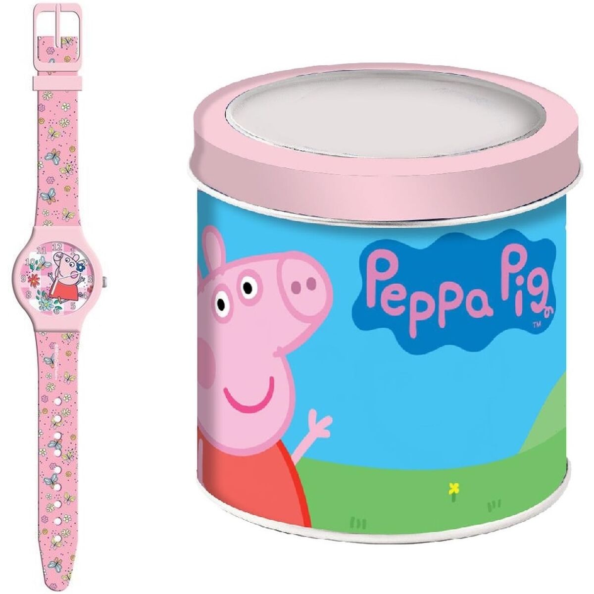 5205698703911_S72114134_P00.jpg Orologio Bambini Peppa Pig PEPPA PIG - TIN BOX Ø 33 mm - immagine 1