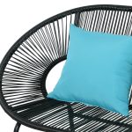 Divano da Giardino 2 Posti in Rattan PE e Acciaio con Cuscini e Braccioli, 132x72x83 cm, Nero - immagine 8