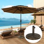 Base per Ombrellone da 12 kg con Manovella Integrata, in Resina, Metallo e Cemento, Ø46x33 cm, Bronzo - immagine 2