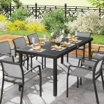 Tavolo da Pranzo da Giardino per 8 Persone in Alluminio e Plastica, Nero - immagine 9