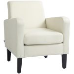 Poltroncina da Camera Moderna in Tessuto con Braccioli, 66x72x74 cm, Crema