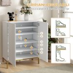 Mobile Scarpiera per 15-20 Paia di Scarpe, Ripiani Regolabili e Chiusura Ammortizzata, 72x31.5x95 cm, Bianco - immagine 4