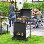 Barbecue a Gas con 4 Bruciatori Indipendenti e Coperchio con Termometro, 108x54x97 cm, Nero - immagine 2