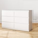 Cassettiera 6 Cassetti per Camera da Letto in Legno con Guide in Metallo, 120x39x75 cm, Bianco - immagine 3