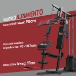 Stazione Fitness con Seduta e Schienale Imbottiti, in Acciaio e PU, 135x103x210 cm, Nero - immagine 7