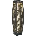 Lampada Solare da Giardino con Pannello di Ricarica, in Acciaio e Rattan, 21x21x78 cm, Nero e Grigio